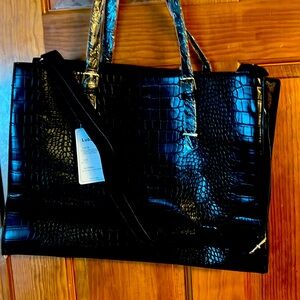 New Lubardy Crocodile Leather Laptop Tote NWT